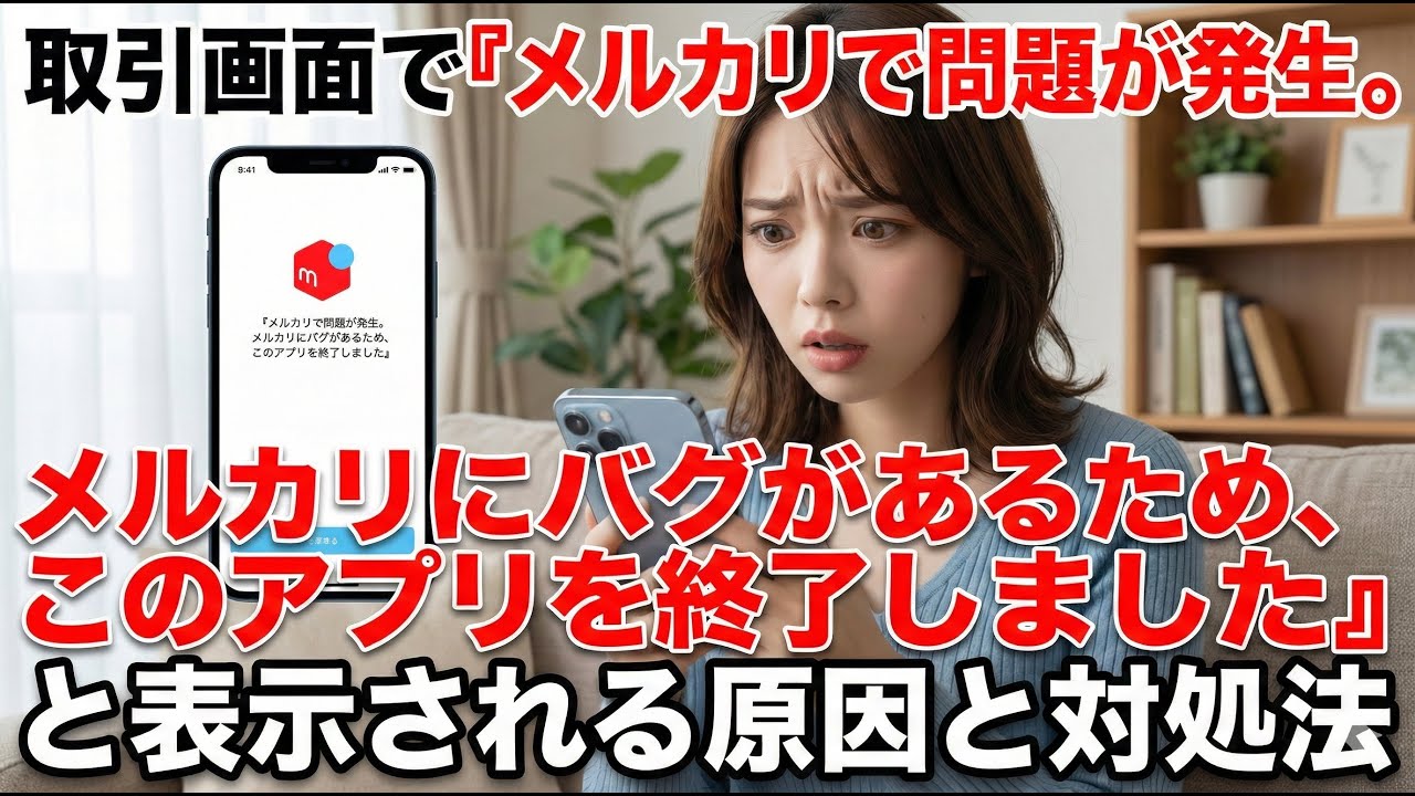 メルカリの取引画面を開くと「メルカリで問題が発生。メルカリにバグが