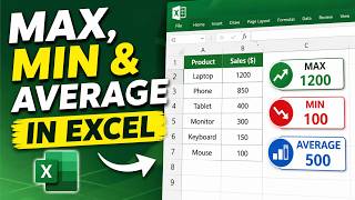 Max, Min &amp; Average in Excel | Formula in Microsoft Excel | IT Computer Academy |