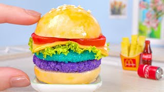 Yummy Miniature Rainbow Burger Recipe 🍔 Amazing Miniature Fast Food Tutorials | Tiny Cakes