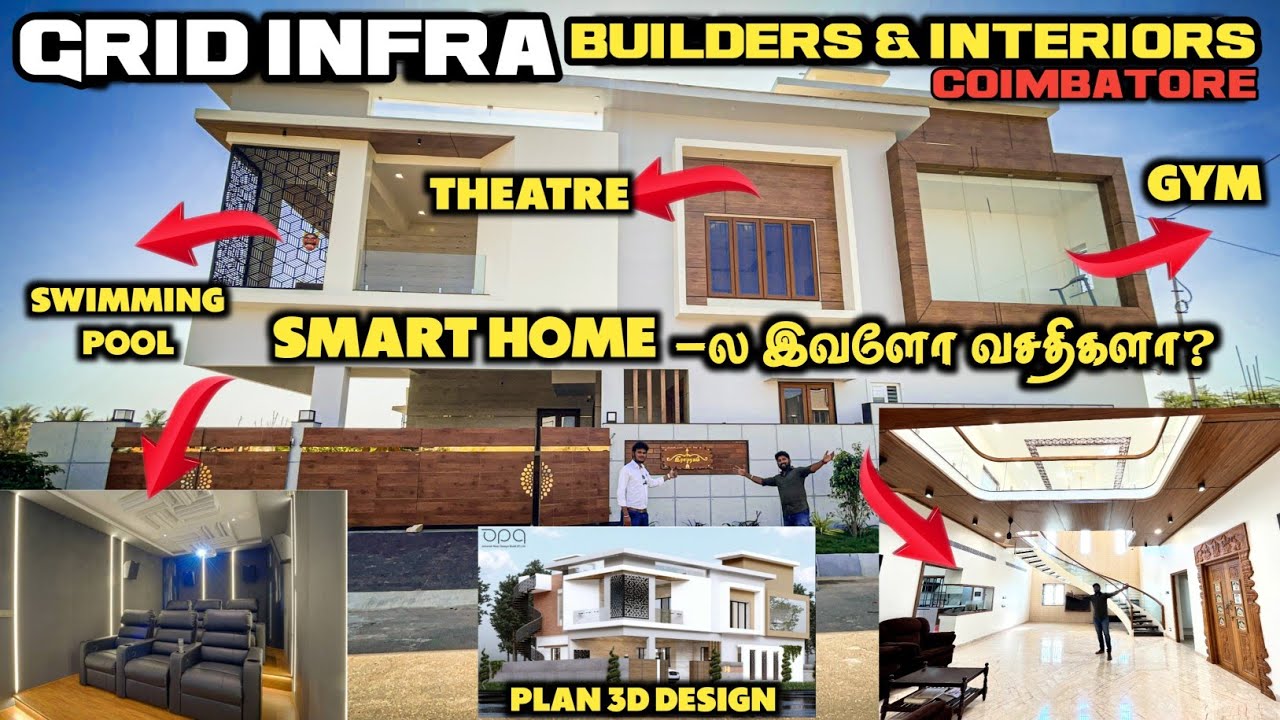 Coimbatore-ல இப்படி ஒரு வீடு 🤯 |எல்லாமே SMART தான் | உள்ள Swimming pool & Theatre இருக்கு|home tour