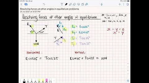 Resolving forces at other angles in equilibrium (1 of 2)
