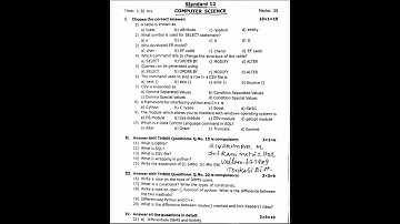 12th Computer Science   2nd Mid Term Test 2022   Original Question Paper   Tenkasi District   EM