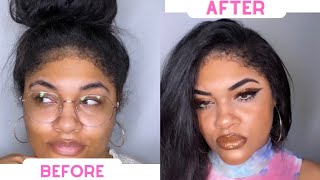 GOLD GLITTER MAKEUP transformation | #shorts #makeuptransformation #makeuptutorial #makeupartist