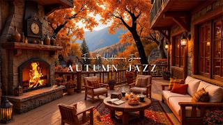 Golden Forest Cabin in Autumn 🍂 Relaxing Jazz Piano, Falling Leaves & Crackling Fireplace for Focus