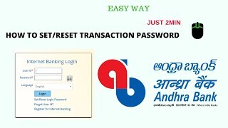 How to set transaction password andhra bank reset or online easy
way/process