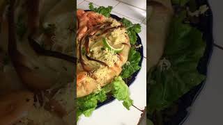 Moroccan salty pastilla with chicken and shrimp بسطيلة مغربية مالحة بالدجاج والقمرون