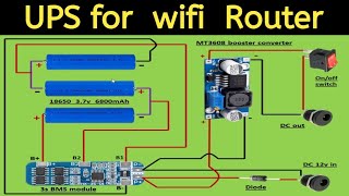 How to make ups for WIFI router / 3s BMS module wiring diagram