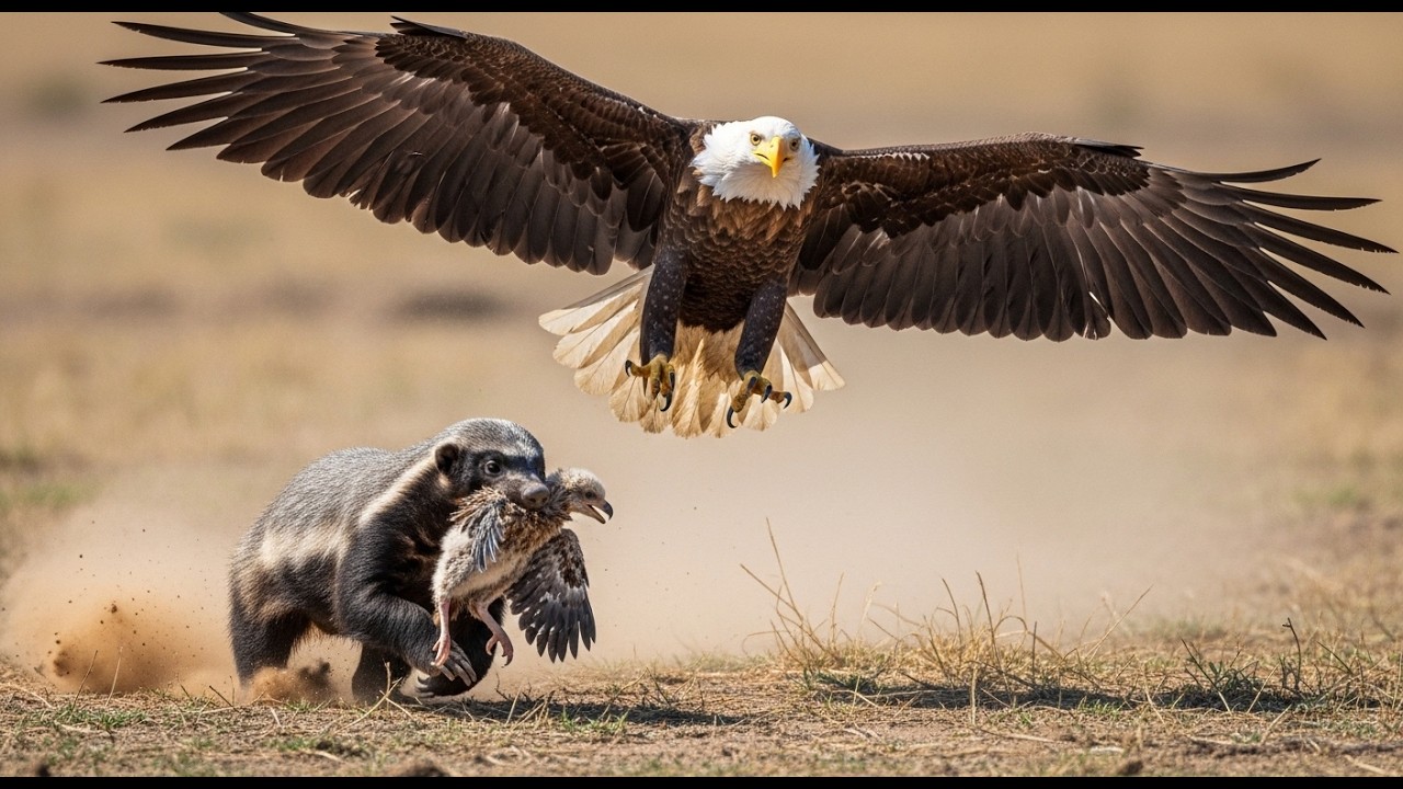 Un perro noble encuentra a un polluelo de águila en la pradera — Un pequeño acto de bondad