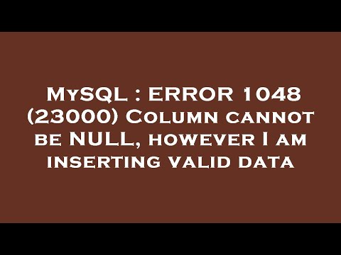 MySQL : ERROR