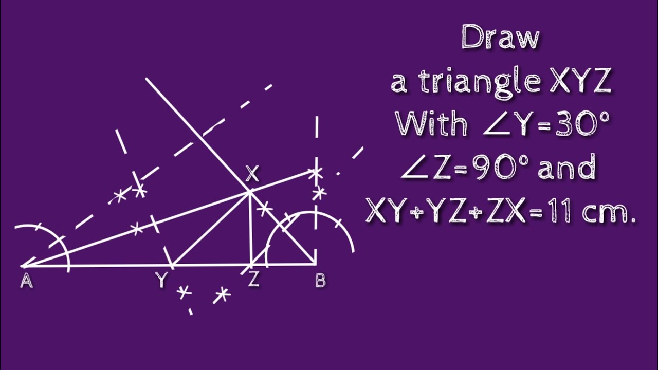 How to draw a triangle XYZ in which ∠Y=30°,∠Z=90° and XY+YZ+ZX=11 cm