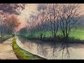 Watercolor painting landscape tutorial