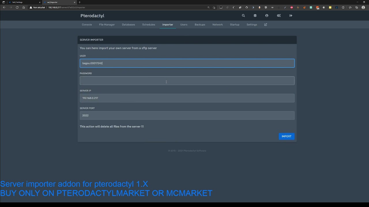 Pterodactyl 1.X - Server importer addon preview - YouTube