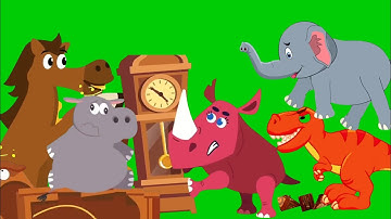 Hickory dickory dock ✨rhino+more funny animals🦏🦛🦕🐘🐴in split screen and color inversion 📌