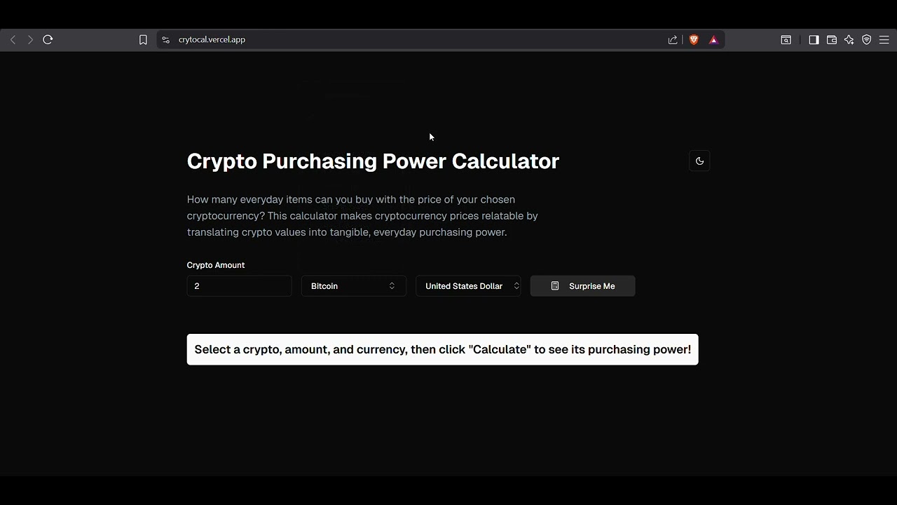 Crypto Purchasing Power Calculator | Devpost