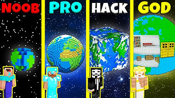 Minecraft Battle: NOOB vs PRO vs HACKER vs GOD: INSIDE PLANET EARTH HOUSE BUILD CHALLENGE Animation