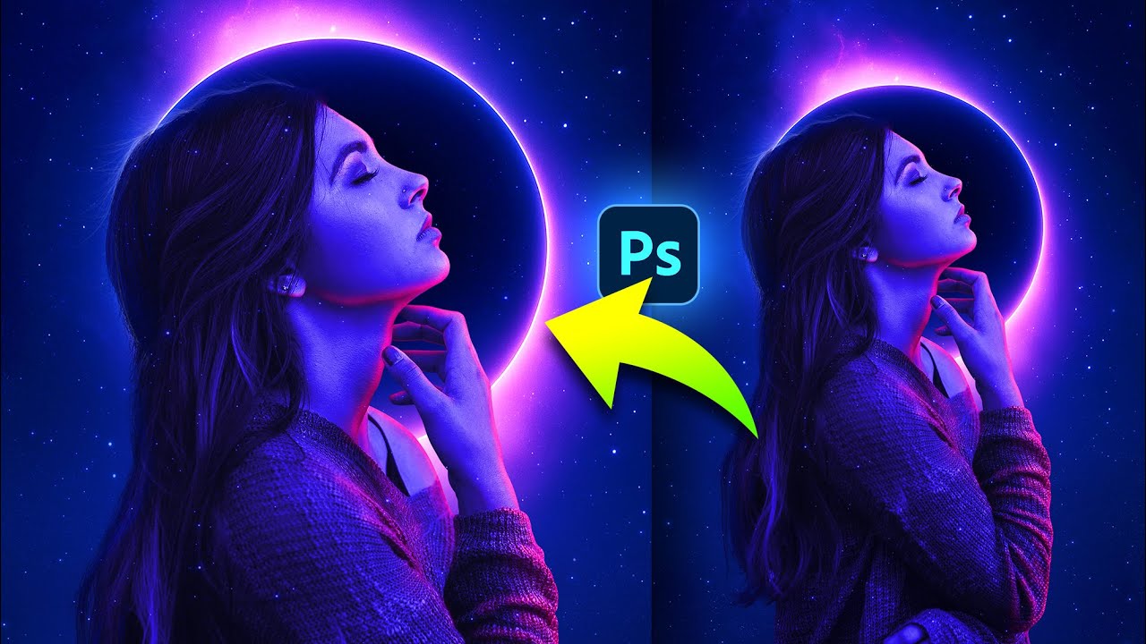 Create a Neon Eclipse Portrait in Photoshop | Fantasy Glow Effect ...