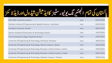 Engineering Universities Admission Deadlines 2021 | Schedule of All Engineering Universities