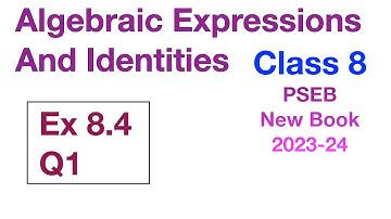Q1 Ex 8.4 Class 8 | Algebraic Expressions And Identities | Chapter 8 |   PSEB Maths