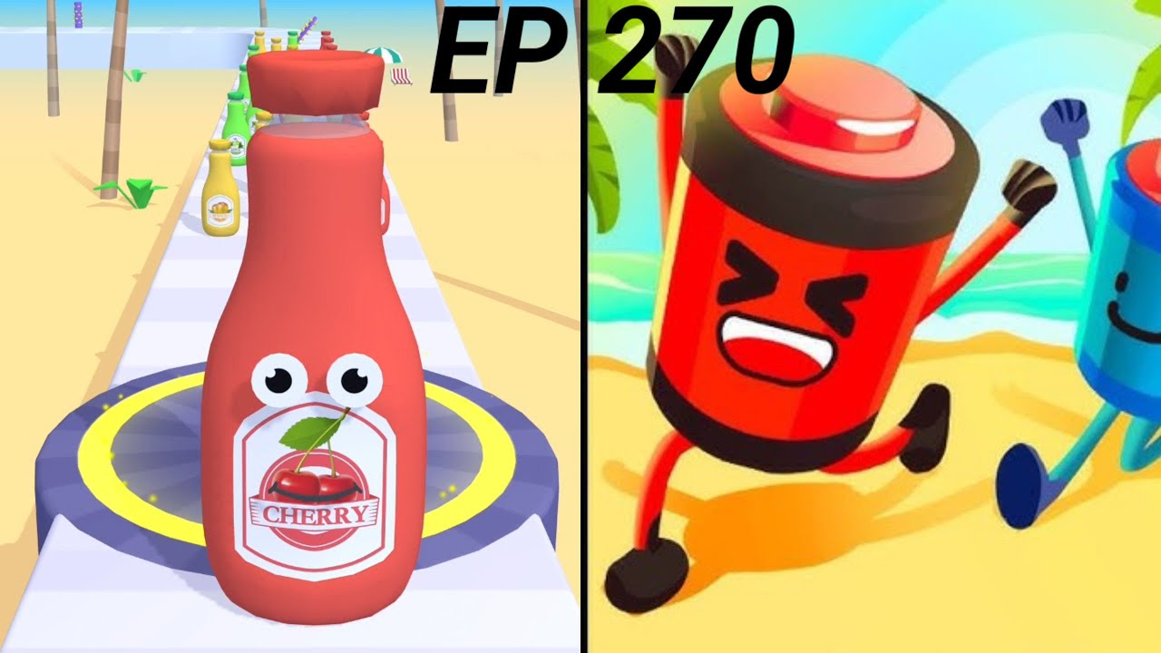 Juice Run VS Battery Run  Gameplay 🥤🥛🍓 🔋🪫 funny video iOS Android walkthrough Max Level 270