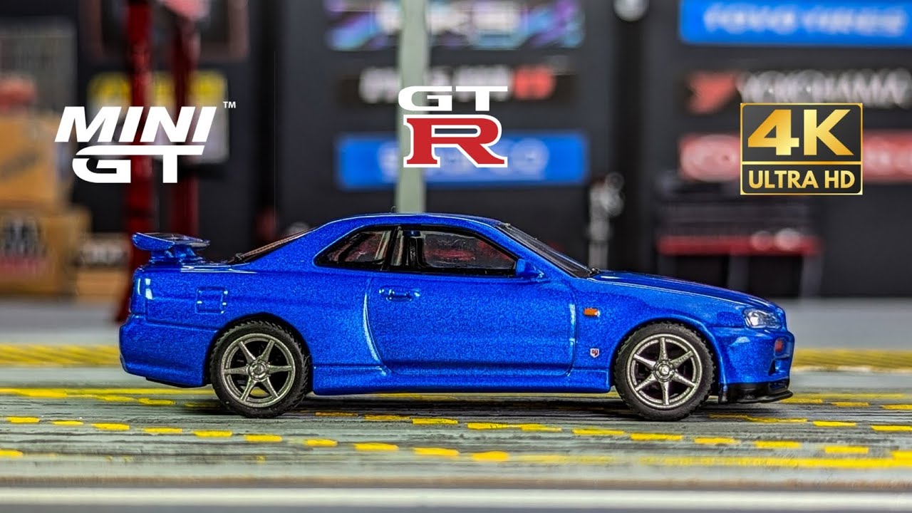 Unboxing Mini GT Nissan Skyline GT-R (R34) V-Spec Bayside Blue 1/64 ...
