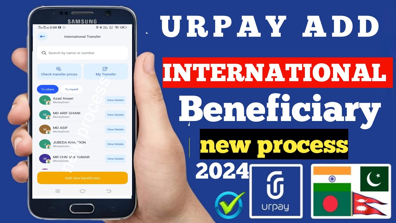 How to add international beneficiary for urpay how to add international