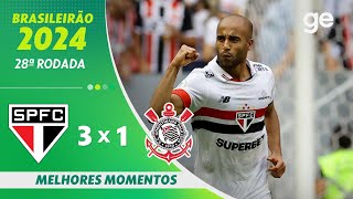 Thumbnail for SÃO PAULO 3 X 1 CORINTHIANS | MELHORES MOMENTOS | 28ª RODADA BRASILEIRÃO 2024 | ge.globo