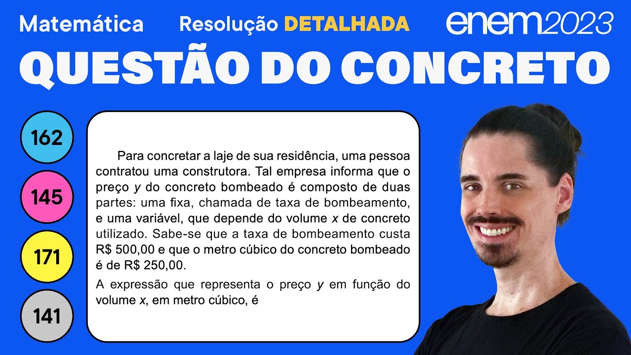 🔵 Questão do preço do concreto: ENEM 2023 Matemática (Detalhada) - Função Afim