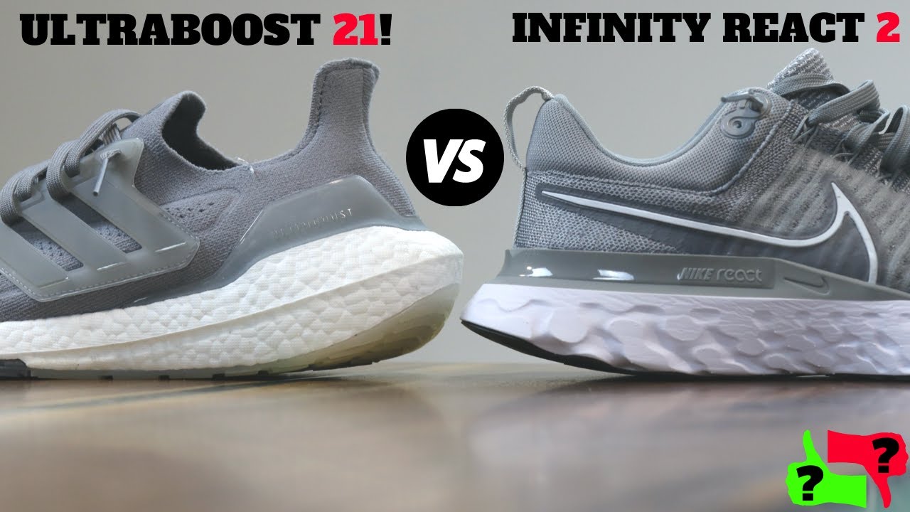 Recuerdo Contabilidad Cierto adidas ULTRABOOST 21 vs Nike REACT INFINITY Run Flyknit 2 Comparison  Review! - YouTube