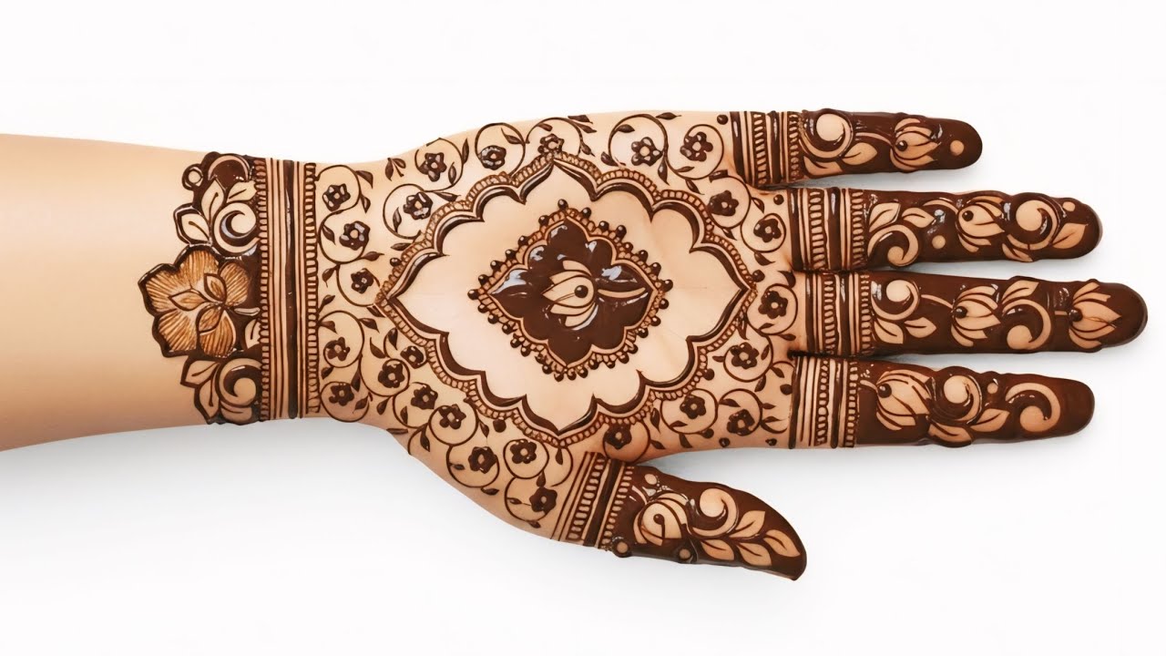 Minimal Lotus Palm Mehndi | Lastest Classy Mehndi Design