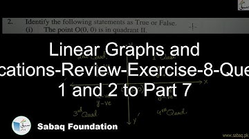 Linear Graphs and Applications-Review-Exercise-8-Question 1 and 2 to Part 7, Math Lecture | Sabaq.pk