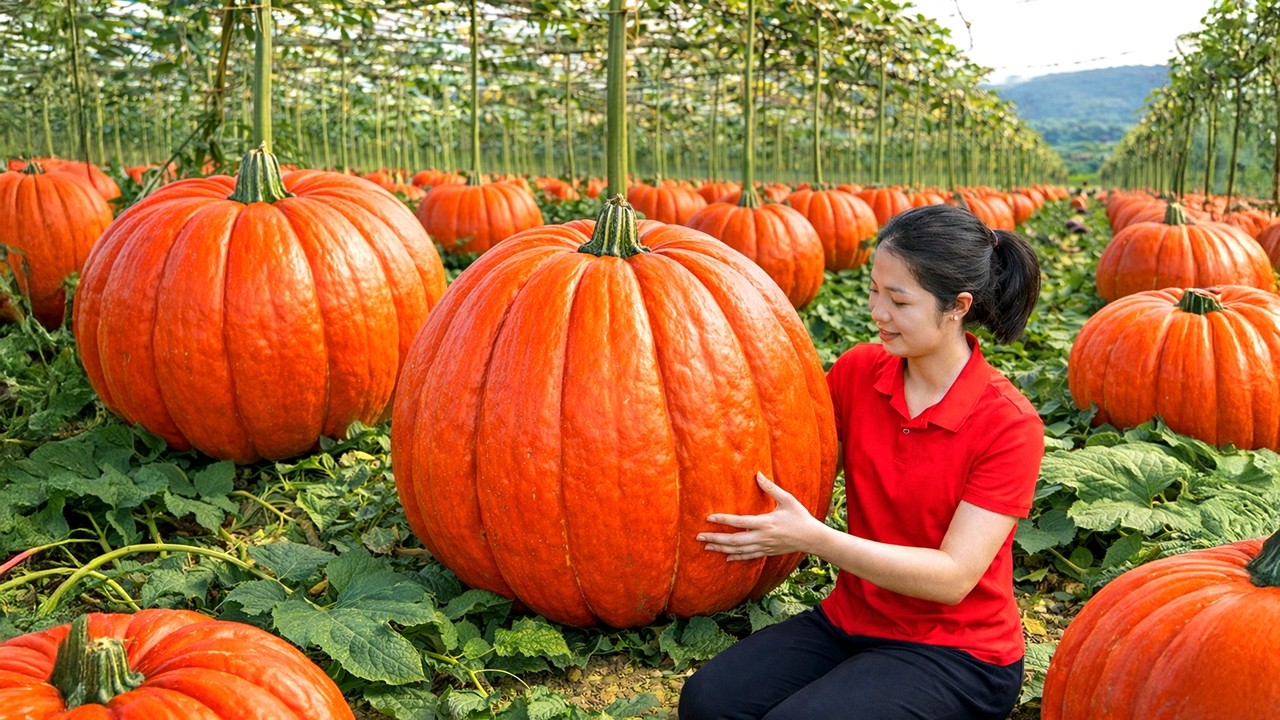 Harvesting Giant Red Pumpkin In The Forest Go To Market Sell - Traditional Cooking | Phương Harvest