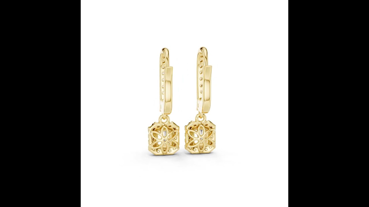 Radiant Cut Lab Diamond Halo Drop Earrings