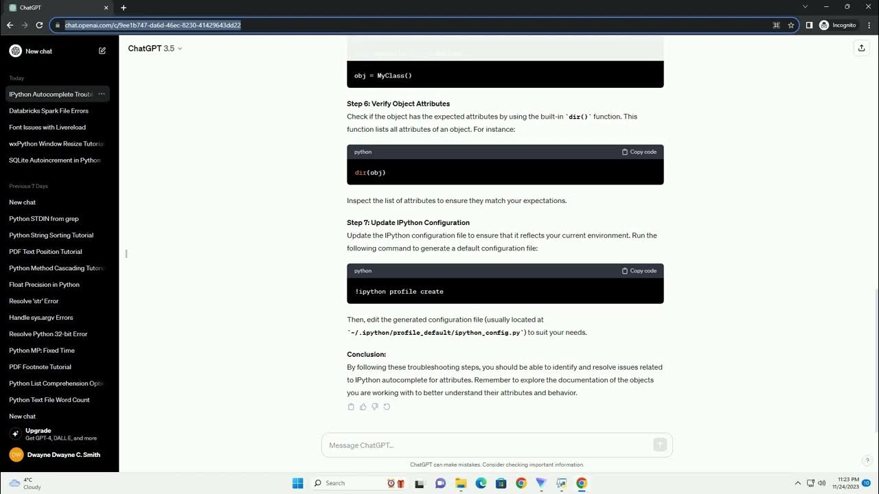 ipython stopped working for attributes YouTube