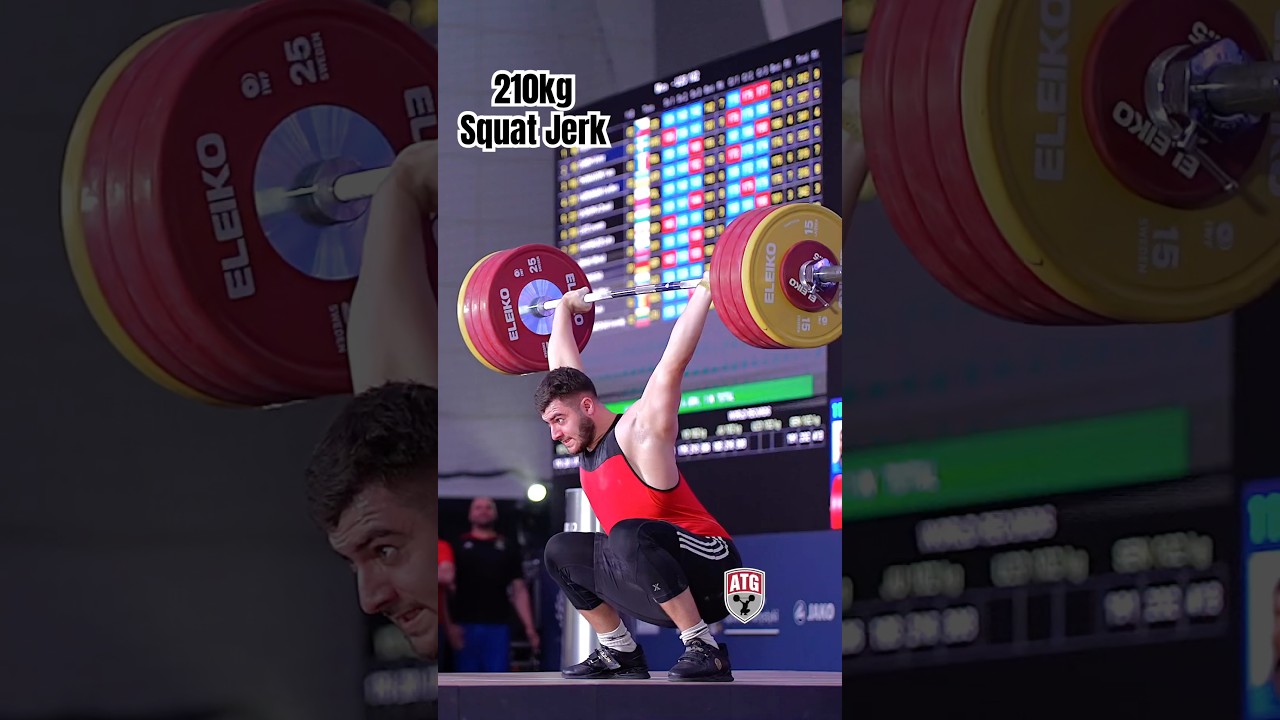 Tudor Bratu (102kg Moldova) 210kg / 463lbs Squat Jerk 2024 Euro U23 Championships 