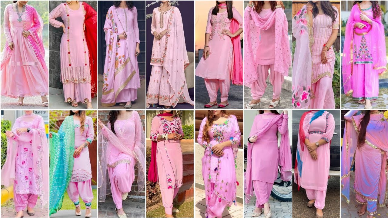 New Baby Pink Punjabi Suit || Baby Pink Color Punjabi Suit With Contrast  Dupatta || Light Pink Dress - YouTube