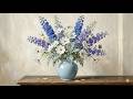 Blue & Purple Wildflower Bouquet 🌿 4K Samsung Frame TV Art | Cottage Floral Wall Art Screensaver