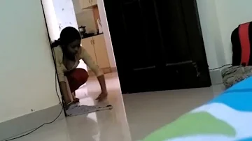 Bhabhi Cleaning the Floor and showing cleavage