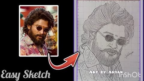 Pushpa 2 Allu Arjun Drawing Outline, Allu Arjun Face Drawing, Step By Step Tutorial With Grid Method