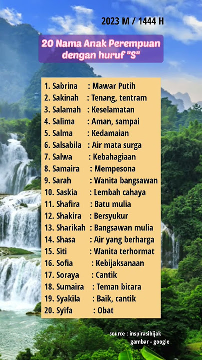20 Nama Anak Perempuan memakai huruf 