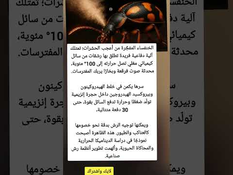 الخنفساء المفج رة من أعجب الحشرات تمتلك آلية دفاعية فريدة تطلق بها رشقات من سائل كيميائي