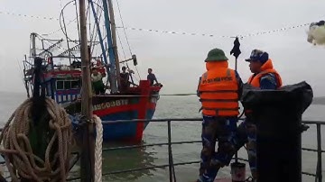Cứu 7 ngư dân Nghệ An bị chìm tàu trên biển đưa vào bờ an toàn