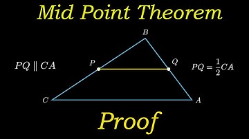 De lijn die de middens van twee zijden van een driehoek verbindt, is evenwijdig en de helft van d...