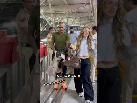 Shikhar Dhawan with wife Sophie spotted 💕at Delhi Airport #shikhardhawan #viralshort #couple