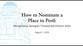 How to Nominate a Place in Peril