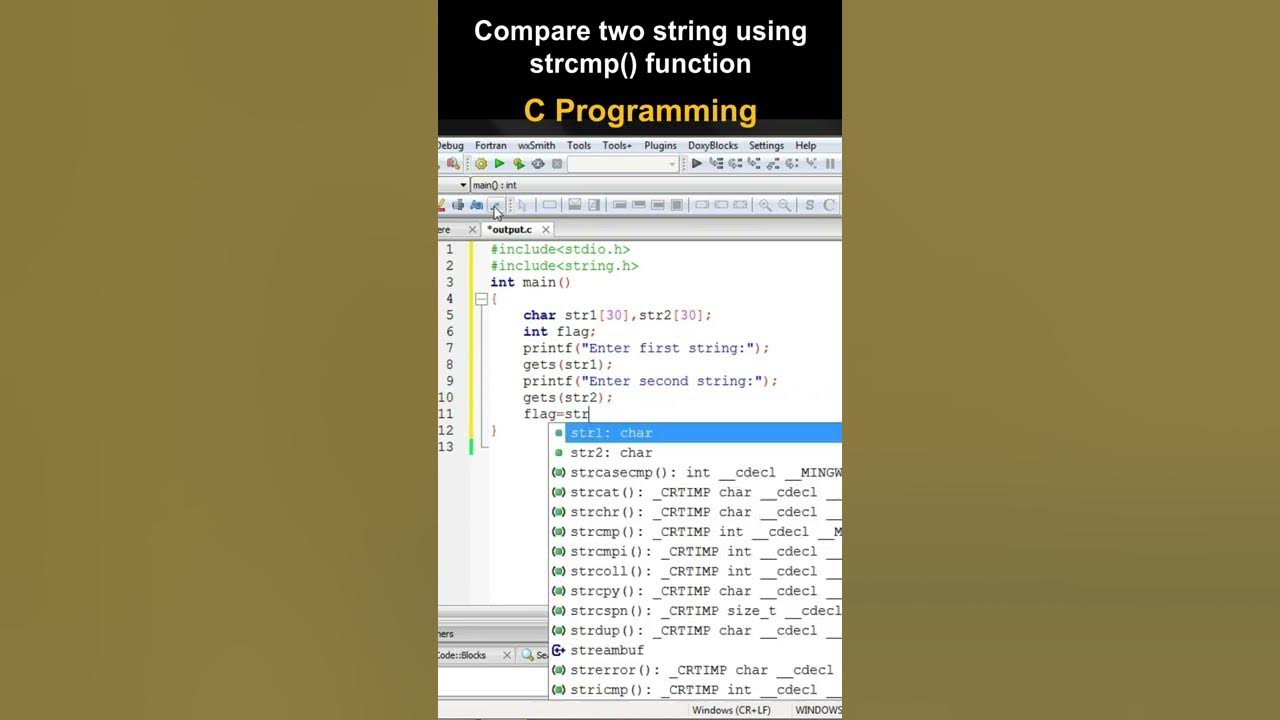 Compare two string using strcmp() function #shorts #reels #cooding # ...