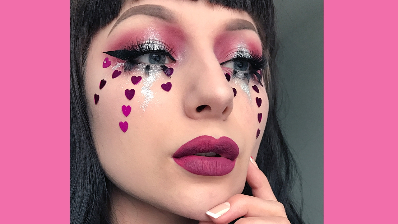 Sequin Heart Tears Valentines Day Makeup Tutorial YouTube