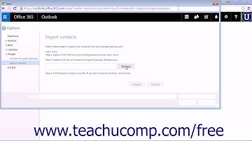 Outlook Web App Tutorial Importing Contacts 2015 Microsoft Training