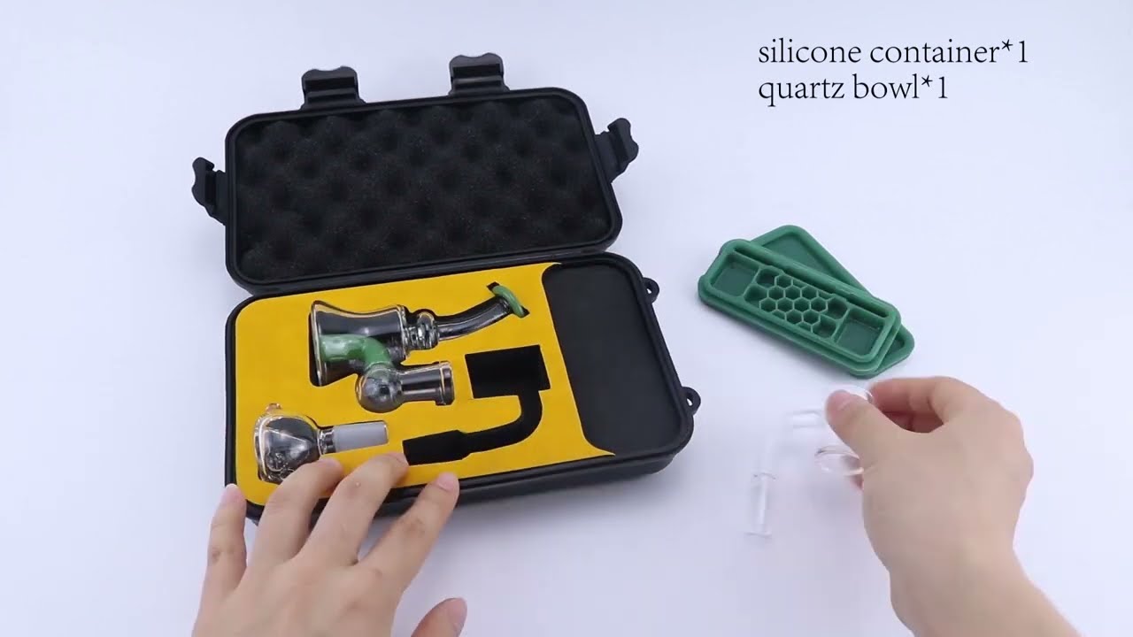 siliclab mini glass dab rig set with 14mm quartz banger rectangle dab container and glass bowl