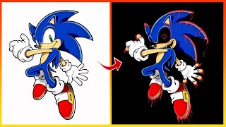 Sonic Transformation Creepy Style - Sonic Cartoon Art