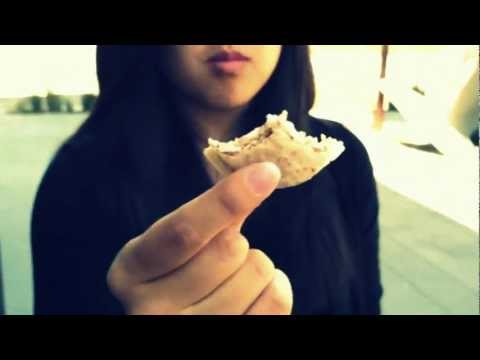 Heyri + Oly eating a macaron
